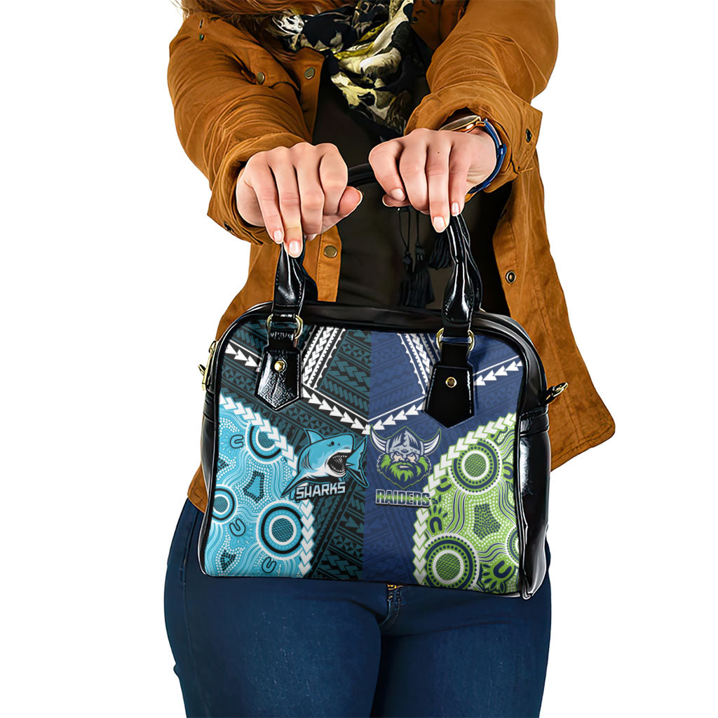 Rugby Sharks and Raiders Shoulder Handbag 2026 Together Aboriginal Polynesian Pattern