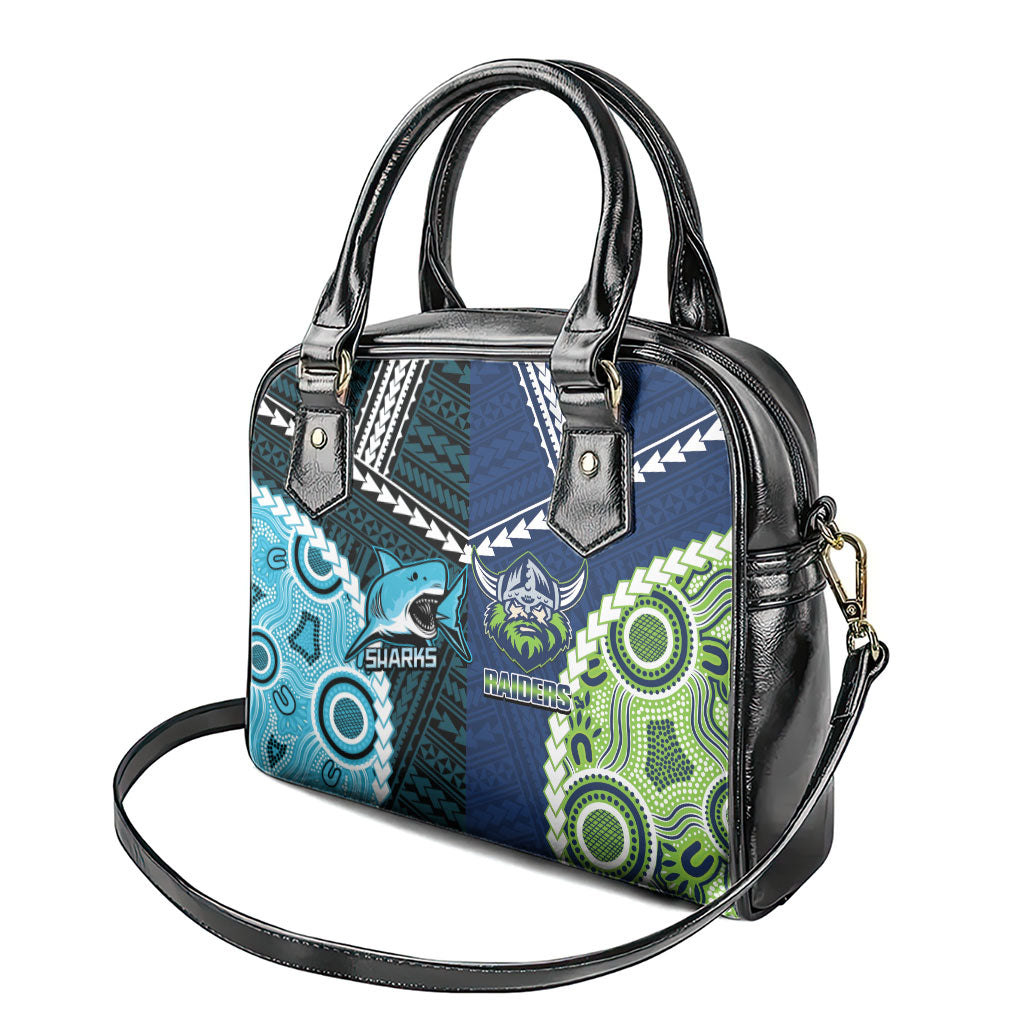 Rugby Sharks and Raiders Shoulder Handbag 2026 Together Aboriginal Polynesian Pattern
