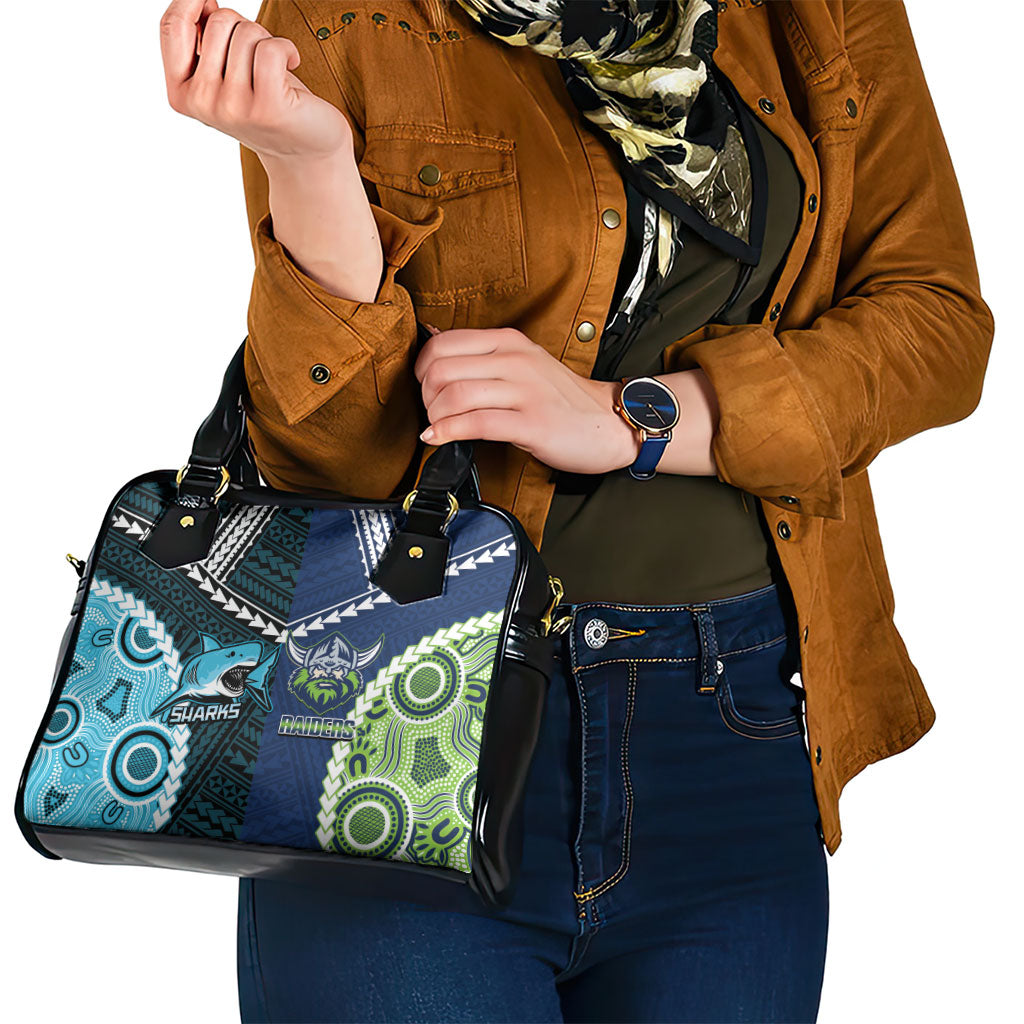 Rugby Sharks and Raiders Shoulder Handbag 2026 Together Aboriginal Polynesian Pattern
