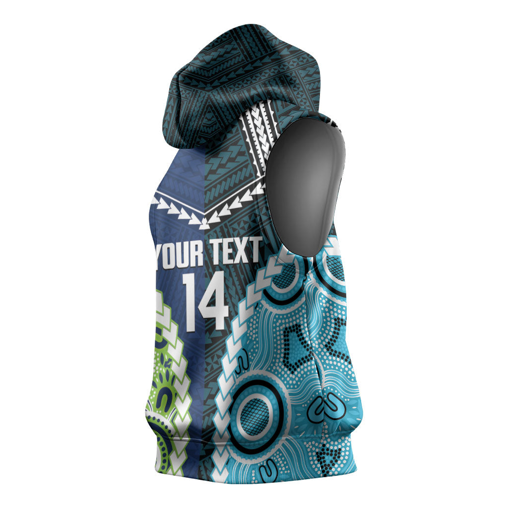 Custom Rugby Sharks and Raiders Sleeveless Hoodie 2026 Together Aboriginal Polynesian Pattern