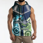 Custom Rugby Sharks and Raiders Sleeveless Hoodie 2026 Together Aboriginal Polynesian Pattern