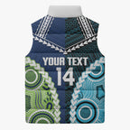 Custom Rugby Sharks and Raiders Sleeveless Puffer Jacket 2026 Together Aboriginal Polynesian Pattern