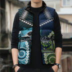 Custom Rugby Sharks and Raiders Sleeveless Puffer Jacket 2026 Together Aboriginal Polynesian Pattern