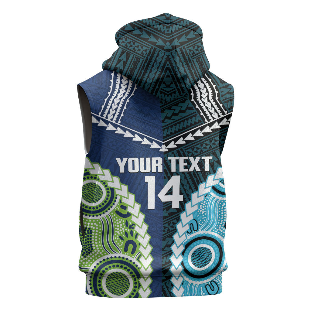 Custom Rugby Sharks and Raiders Sleeveless Zip Hoodie 2026 Together Aboriginal Polynesian Pattern