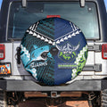 Rugby Sharks and Raiders Spare Tire Cover 2026 Together Aboriginal Polynesian Pattern