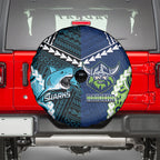 Rugby Sharks and Raiders Spare Tire Cover 2026 Together Aboriginal Polynesian Pattern
