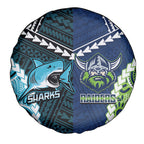 Rugby Sharks and Raiders Spare Tire Cover 2026 Together Aboriginal Polynesian Pattern