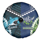 Rugby Sharks and Raiders Spare Tire Cover 2026 Together Aboriginal Polynesian Pattern