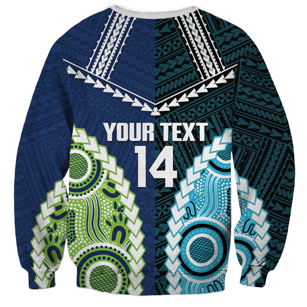Custom Rugby Sharks and Raiders Sweatshirt 2026 Together Aboriginal Polynesian Pattern
