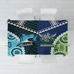 Rugby Sharks and Raiders Tablecloth 2026 Together Aboriginal Polynesian Pattern