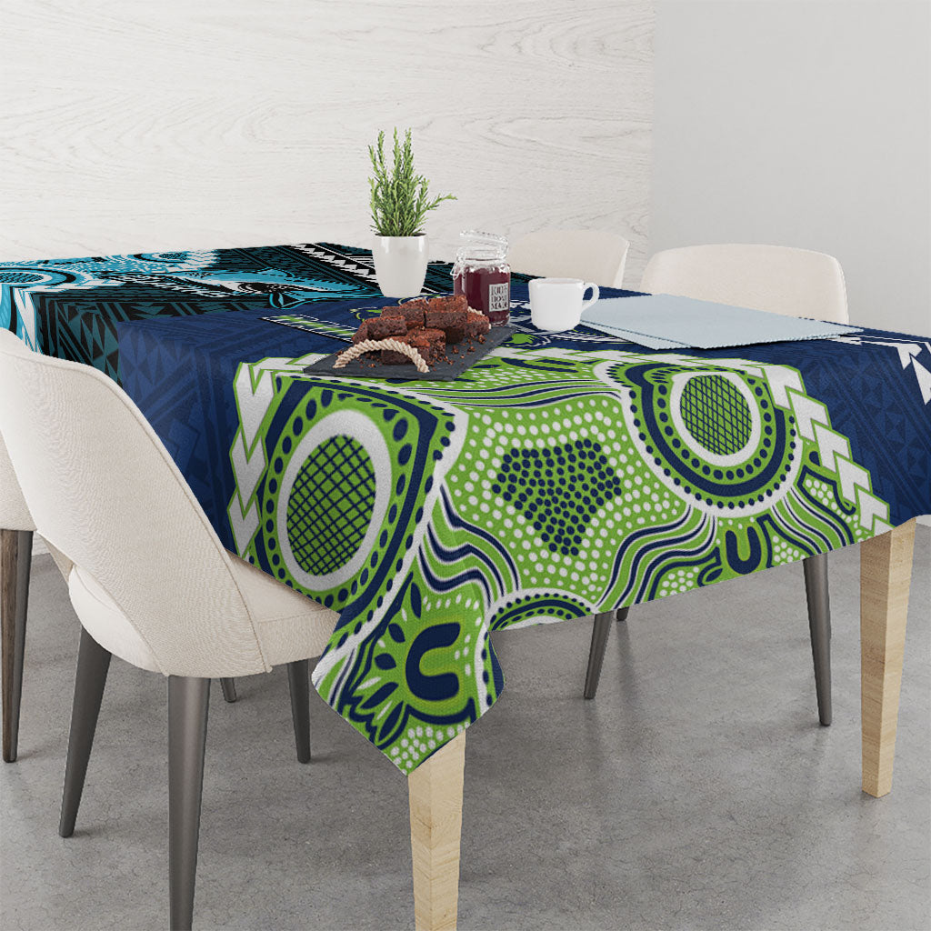 Rugby Sharks and Raiders Tablecloth 2026 Together Aboriginal Polynesian Pattern