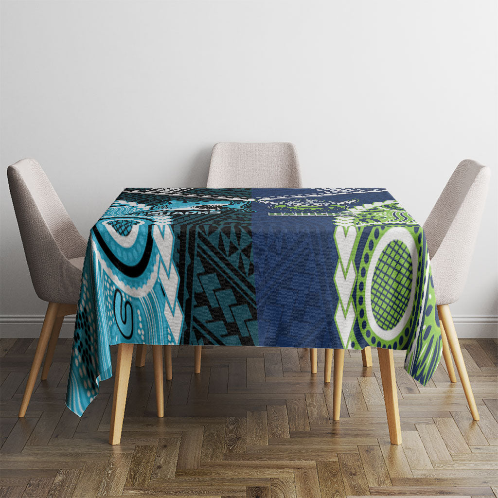 Rugby Sharks and Raiders Tablecloth 2026 Together Aboriginal Polynesian Pattern