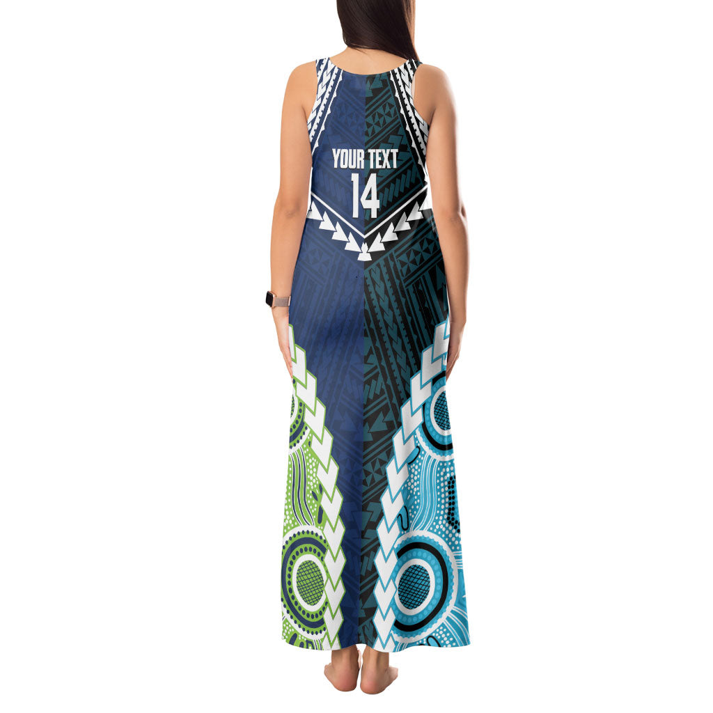 Custom Rugby Sharks and Raiders Tank Maxi Dress 2026 Together Aboriginal Polynesian Pattern