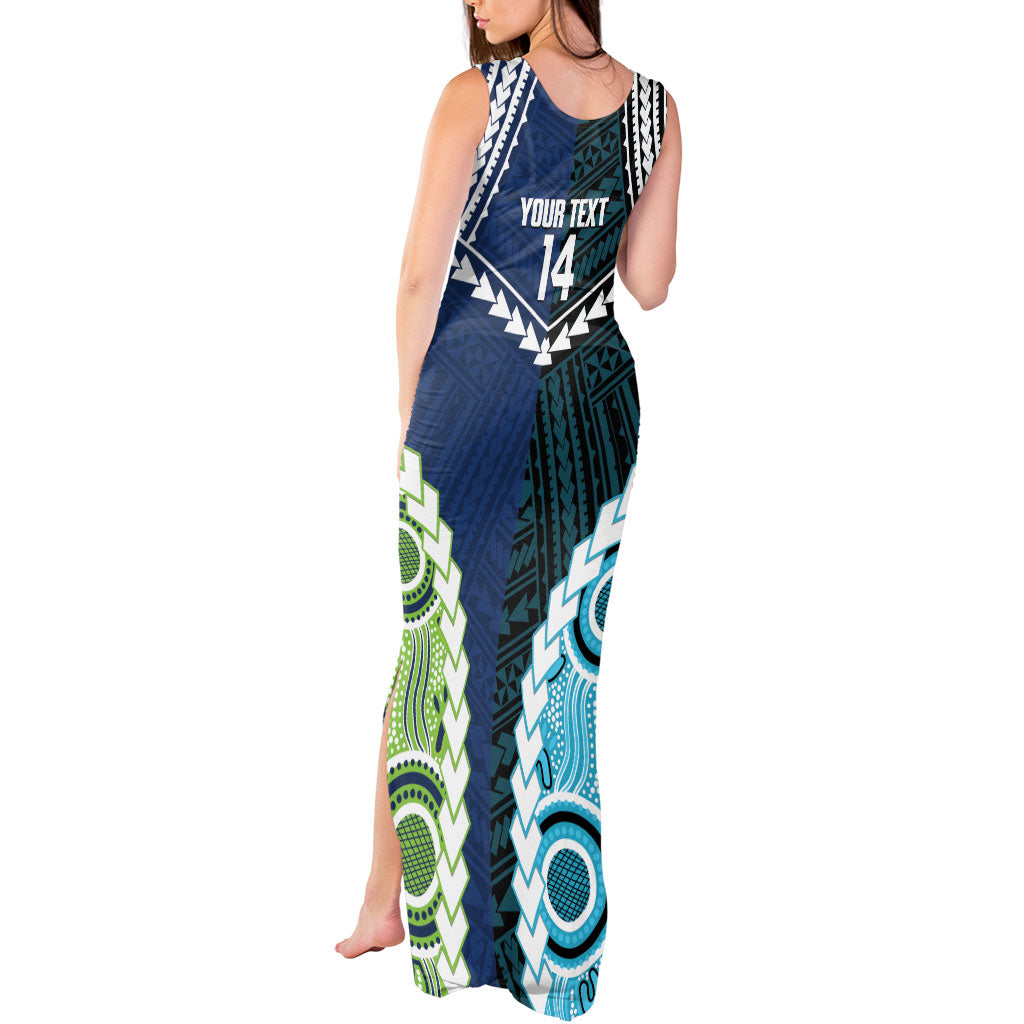 Custom Rugby Sharks and Raiders Tank Maxi Dress 2026 Together Aboriginal Polynesian Pattern
