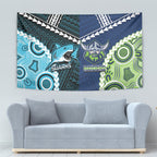 Rugby Sharks and Raiders Tapestry 2026 Together Aboriginal Polynesian Pattern