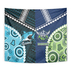 Rugby Sharks and Raiders Tapestry 2026 Together Aboriginal Polynesian Pattern