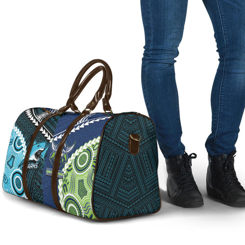 Rugby Sharks and Raiders Travel Bag 2026 Together Aboriginal Polynesian Pattern