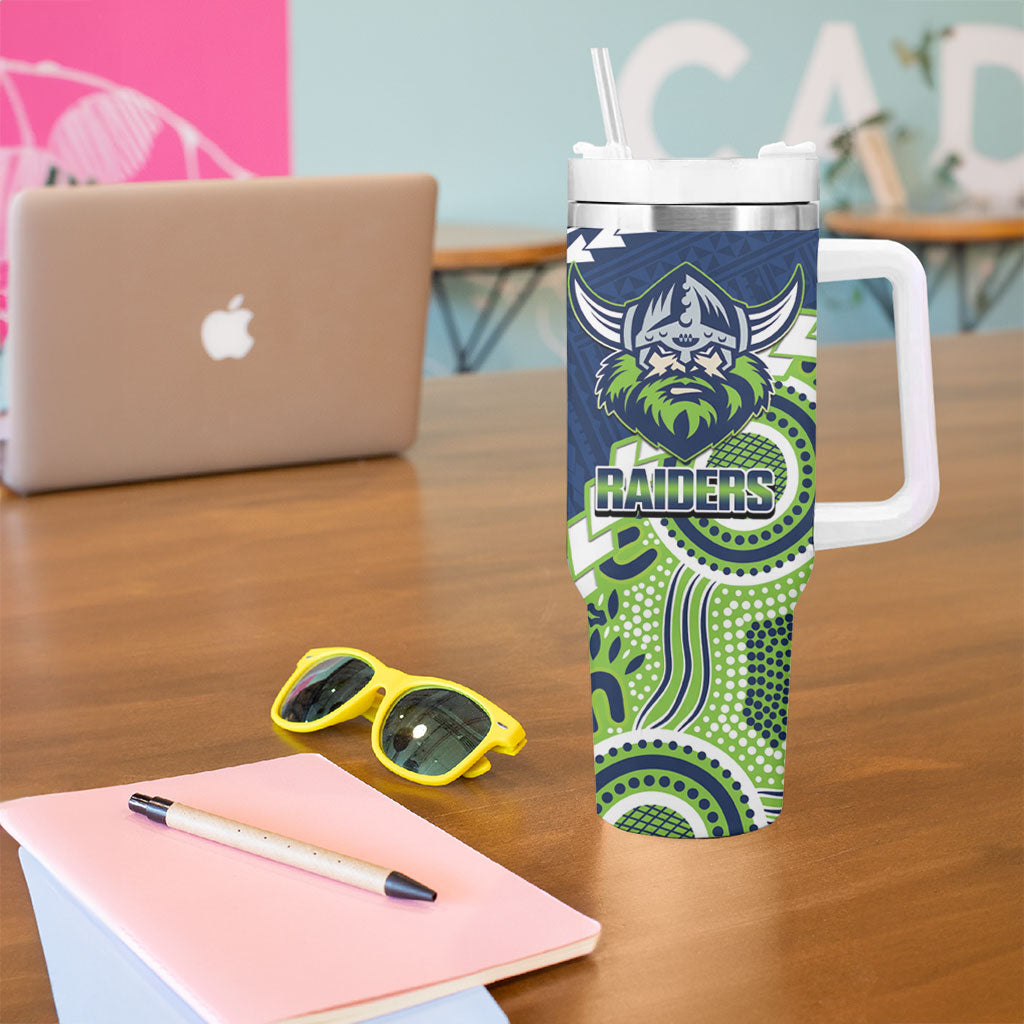 Custom Rugby Sharks and Raiders Tumbler With Handle 2026 Together Aboriginal Polynesian Pattern