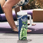 Custom Rugby Sharks and Raiders Tumbler With Handle 2026 Together Aboriginal Polynesian Pattern
