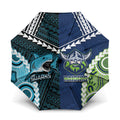 Rugby Sharks and Raiders Umbrella 2026 Together Aboriginal Polynesian Pattern