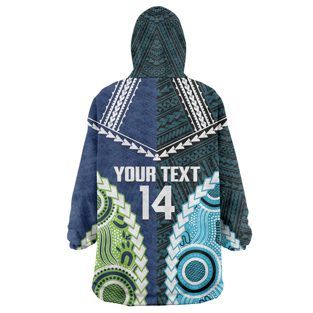 Custom Rugby Sharks and Raiders Wearable Blanket Hoodie 2026 Together Aboriginal Polynesian Pattern