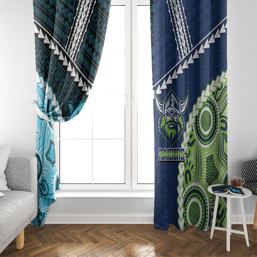 Rugby Sharks and Raiders Window Curtain 2026 Together Aboriginal Polynesian Pattern