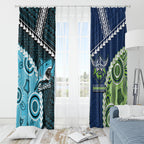 Rugby Sharks and Raiders Window Curtain 2026 Together Aboriginal Polynesian Pattern