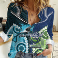 Custom Rugby Sharks and Raiders Women Casual Shirt 2026 Together Aboriginal Polynesian Pattern