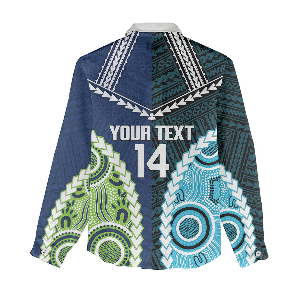 Custom Rugby Sharks and Raiders Women Casual Shirt 2026 Together Aboriginal Polynesian Pattern