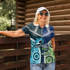 Custom Rugby Sharks and Raiders Women Polo Shirt 2026 Together Aboriginal Polynesian Pattern