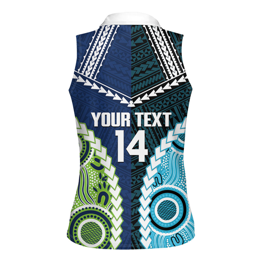 Custom Rugby Sharks and Raiders Women Sleeveless Polo Shirt 2026 Together Aboriginal Polynesian Pattern