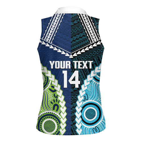 Custom Rugby Sharks and Raiders Women Sleeveless Polo Shirt 2026 Together Aboriginal Polynesian Pattern