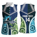 Custom Rugby Sharks and Raiders Women Sleeveless Polo Shirt 2026 Together Aboriginal Polynesian Pattern