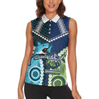 Custom Rugby Sharks and Raiders Women Sleeveless Polo Shirt 2026 Together Aboriginal Polynesian Pattern