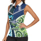 Custom Rugby Sharks and Raiders Women Sleeveless Polo Shirt 2026 Together Aboriginal Polynesian Pattern