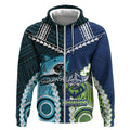 Custom Rugby Sharks and Raiders Zip Hoodie 2026 Together Aboriginal Polynesian Pattern