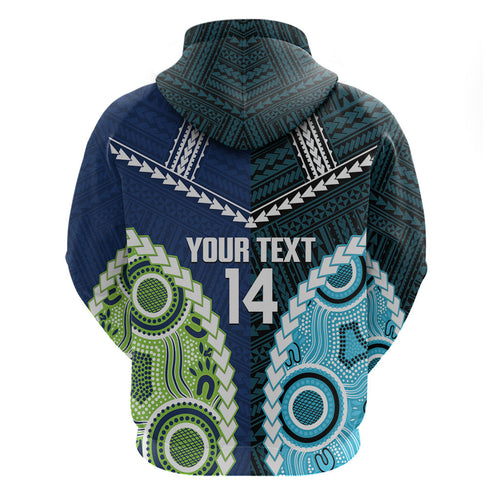 Custom Rugby Sharks and Raiders Zip Hoodie 2026 Together Aboriginal Polynesian Pattern