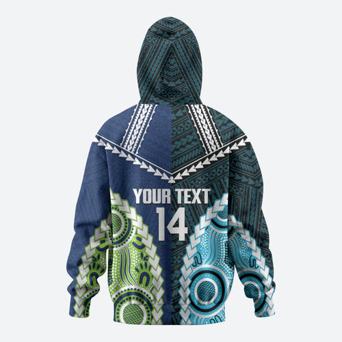 Custom Rugby Sharks and Raiders Zip Hoodie 2026 Together Aboriginal Polynesian Pattern
