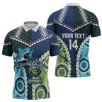 Custom Rugby Sharks and Raiders Zipper Polo Shirt 2026 Together Aboriginal Polynesian Pattern