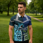 Custom Rugby Sharks and Raiders Zipper Polo Shirt 2026 Together Aboriginal Polynesian Pattern