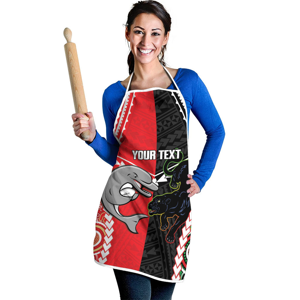 Custom Rugby Panthers and Dolphins Apron 2026 Together Aboriginal Polynesian Pattern