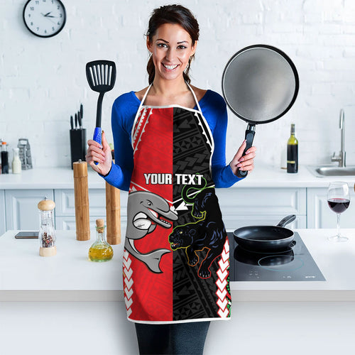 Custom Rugby Panthers and Dolphins Apron 2026 Together Aboriginal Polynesian Pattern