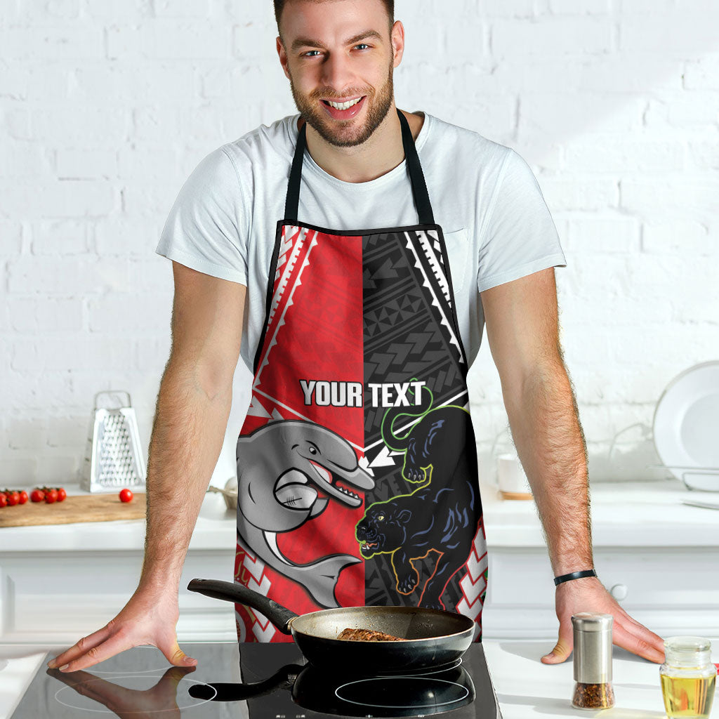 Custom Rugby Panthers and Dolphins Apron 2026 Together Aboriginal Polynesian Pattern