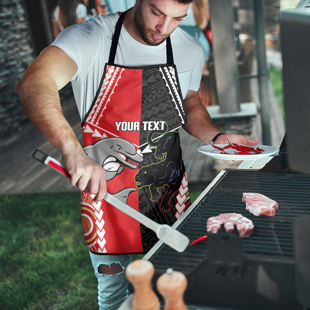 Custom Rugby Panthers and Dolphins Apron 2026 Together Aboriginal Polynesian Pattern