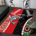 Custom Rugby Panthers and Dolphins Area Rug 2026 Together Aboriginal Polynesian Pattern