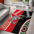 Custom Rugby Panthers and Dolphins Area Rug 2026 Together Aboriginal Polynesian Pattern