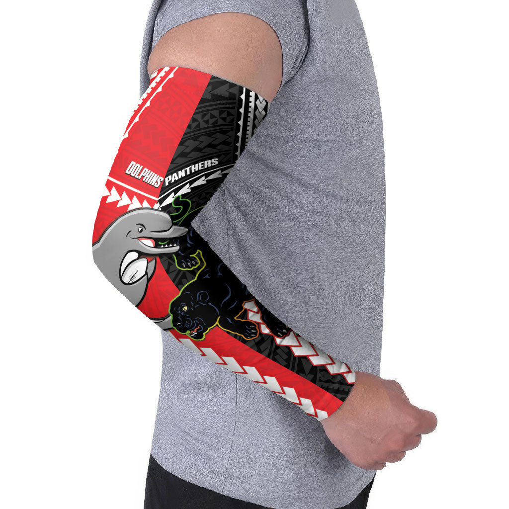 Custom Rugby Panthers and Dolphins Arm Sleeves 2026 Together Aboriginal Polynesian Pattern