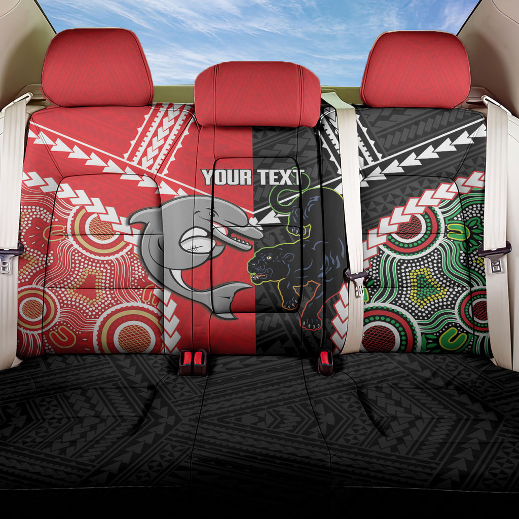 Custom Rugby Panthers and Dolphins Back Car Seat Cover 2026 Together Aboriginal Polynesian Pattern