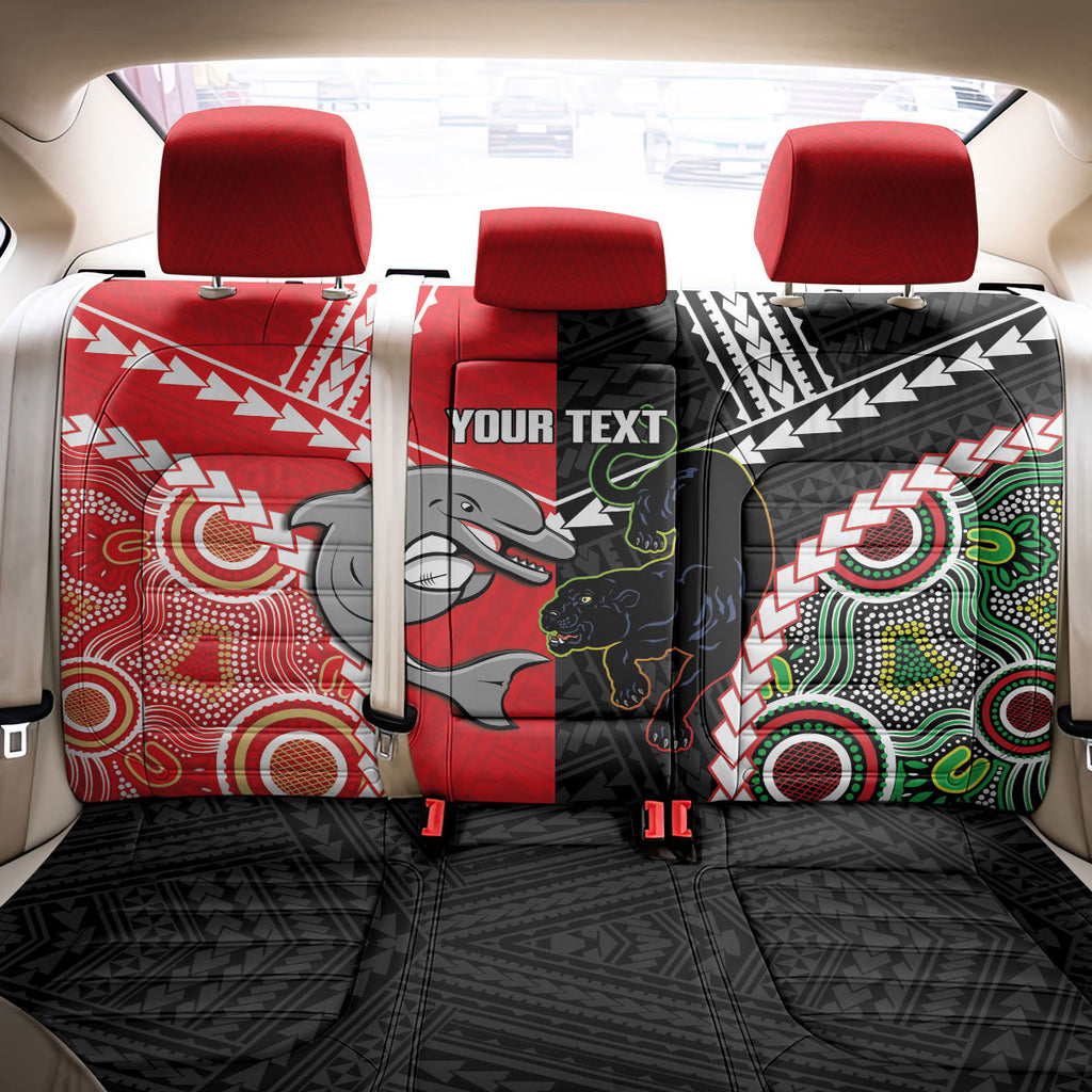 Custom Rugby Panthers and Dolphins Back Car Seat Cover 2026 Together Aboriginal Polynesian Pattern
