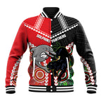Custom Rugby Panthers and Dolphins Baseball Jacket 2026 Together Aboriginal Polynesian Pattern